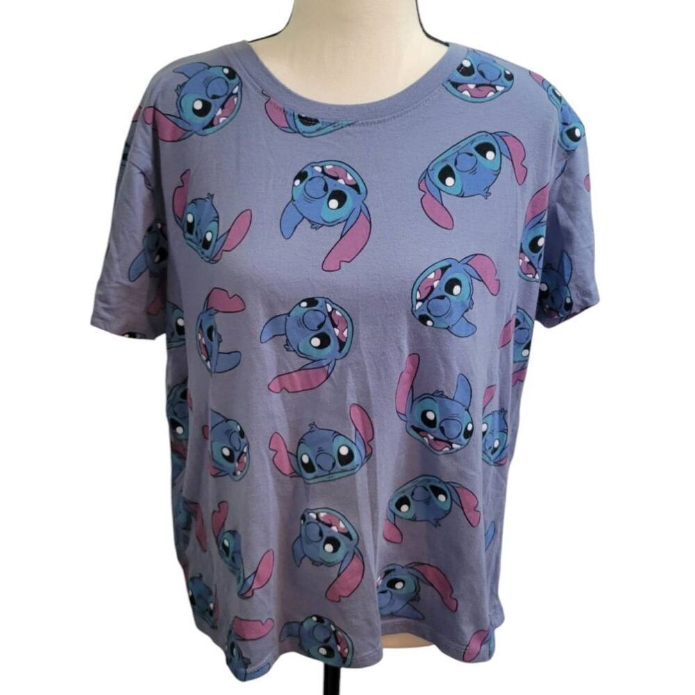 Disney Stitch Allover Cropped Juniors Tee XXL